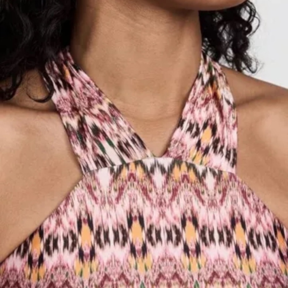 Shoshanna High Neck Swimsuit Size 2 | Nwt $264 | Summer Beach Ikat Print — image 3 of 8